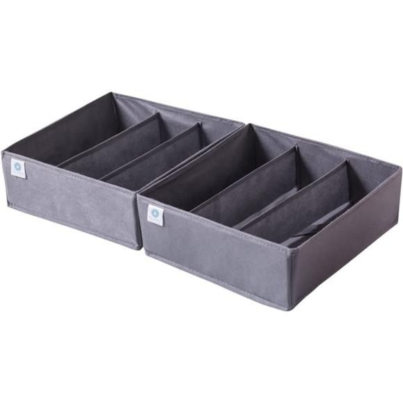 Qozary 2 Pack Bra Drawer Organizer Divider, 3 Cell Collapsible Cabinet Closet Un